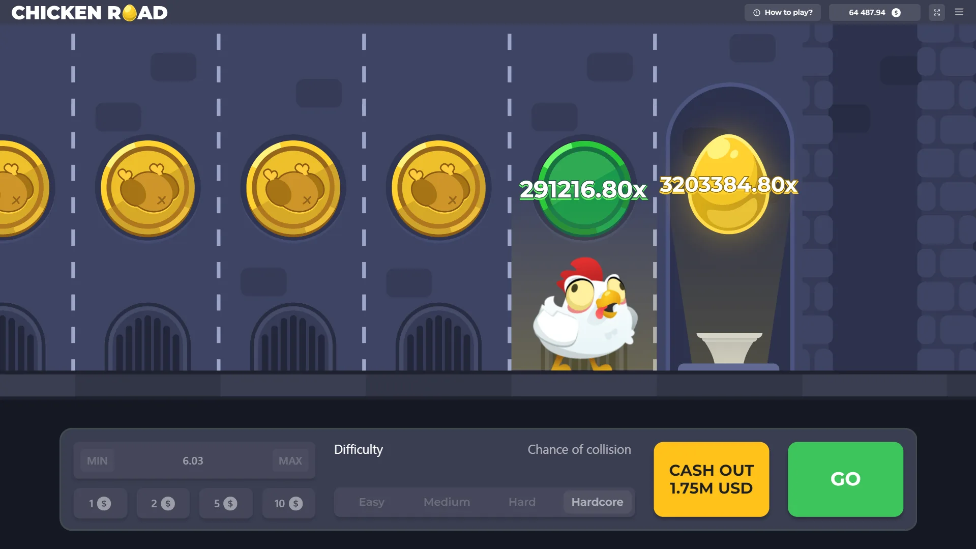 Interface officielle de Chicken Road par InOut Games