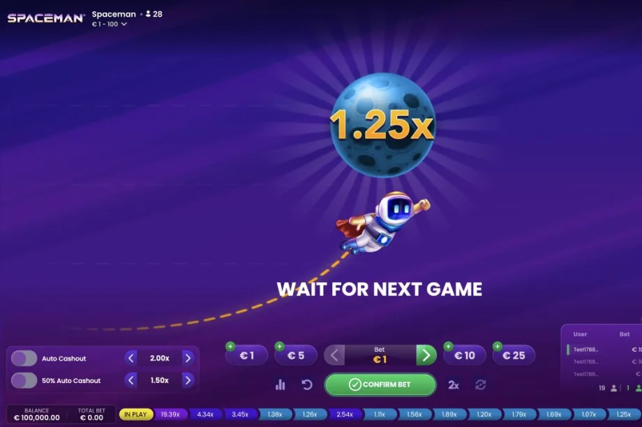 Capture officielle de la démo Spaceman de Pragmatic Play avec l’astronaute, le multiplicateur et les commandes
